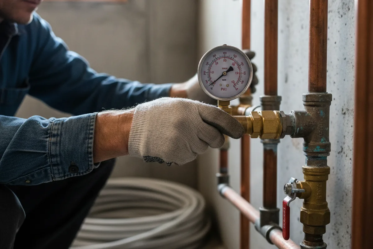 Pressure testing a repaired line during Water Line Repair in Long Key